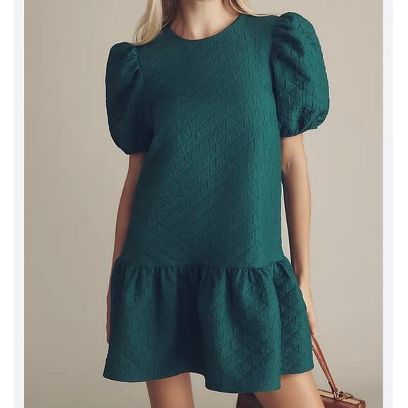 Anthropologie Dresses & Skirts - MAEVE x ANTHROPOLOGIE | NWT Puff-Sleeve Drop-Waist Mini Dress Quilted Dress | 1X